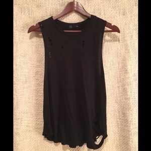 Final Price♥️Boutique Bought Distressed Black Tank